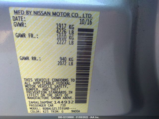 Photo 8 VIN: 1N4AL3AP9HC144932 - NISSAN ALTIMA 