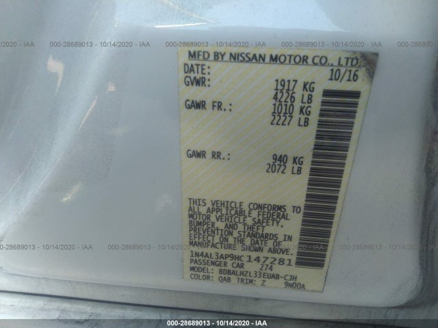 Photo 8 VIN: 1N4AL3AP9HC147281 - NISSAN ALTIMA 