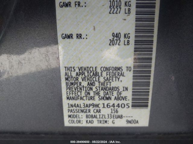 Photo 8 VIN: 1N4AL3AP9HC164405 - NISSAN ALTIMA 