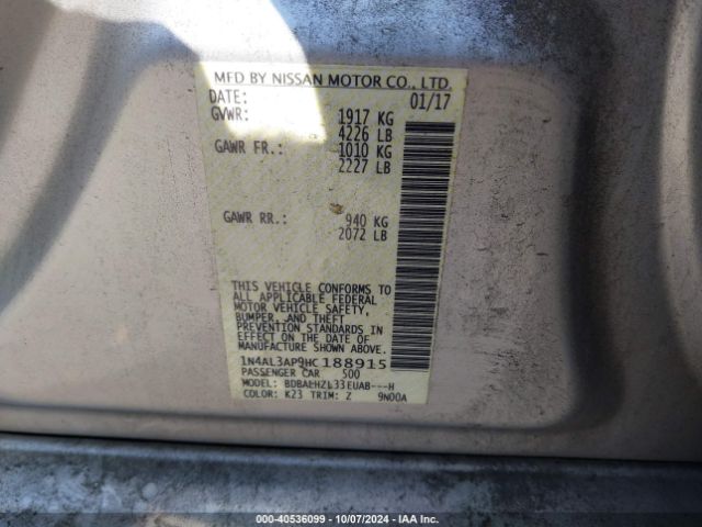 Photo 8 VIN: 1N4AL3AP9HC188915 - NISSAN ALTIMA 