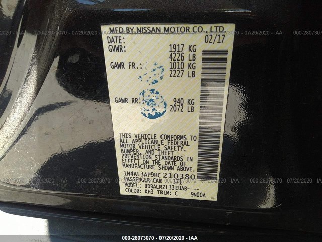 Photo 8 VIN: 1N4AL3AP9HC210380 - NISSAN ALTIMA 