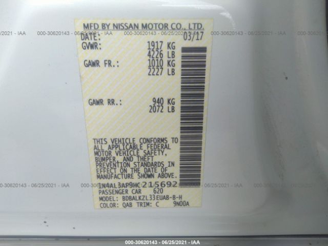 Photo 8 VIN: 1N4AL3AP9HC215692 - NISSAN ALTIMA 