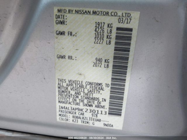 Photo 8 VIN: 1N4AL3AP9HC230113 - NISSAN ALTIMA 