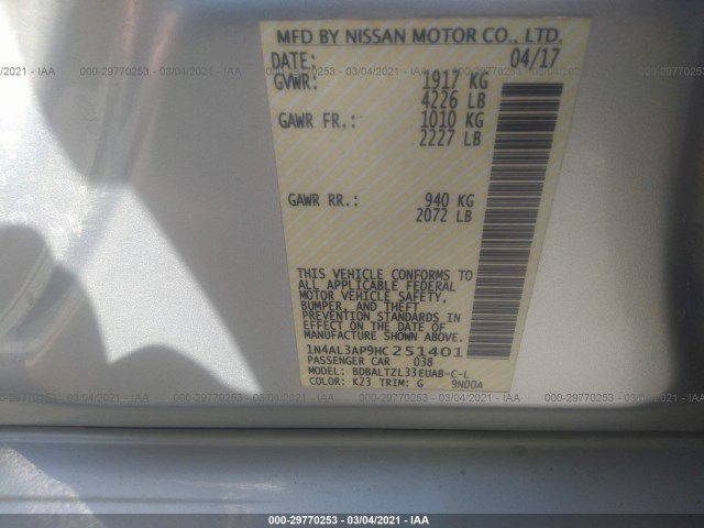 Photo 8 VIN: 1N4AL3AP9HC251401 - NISSAN ALTIMA 