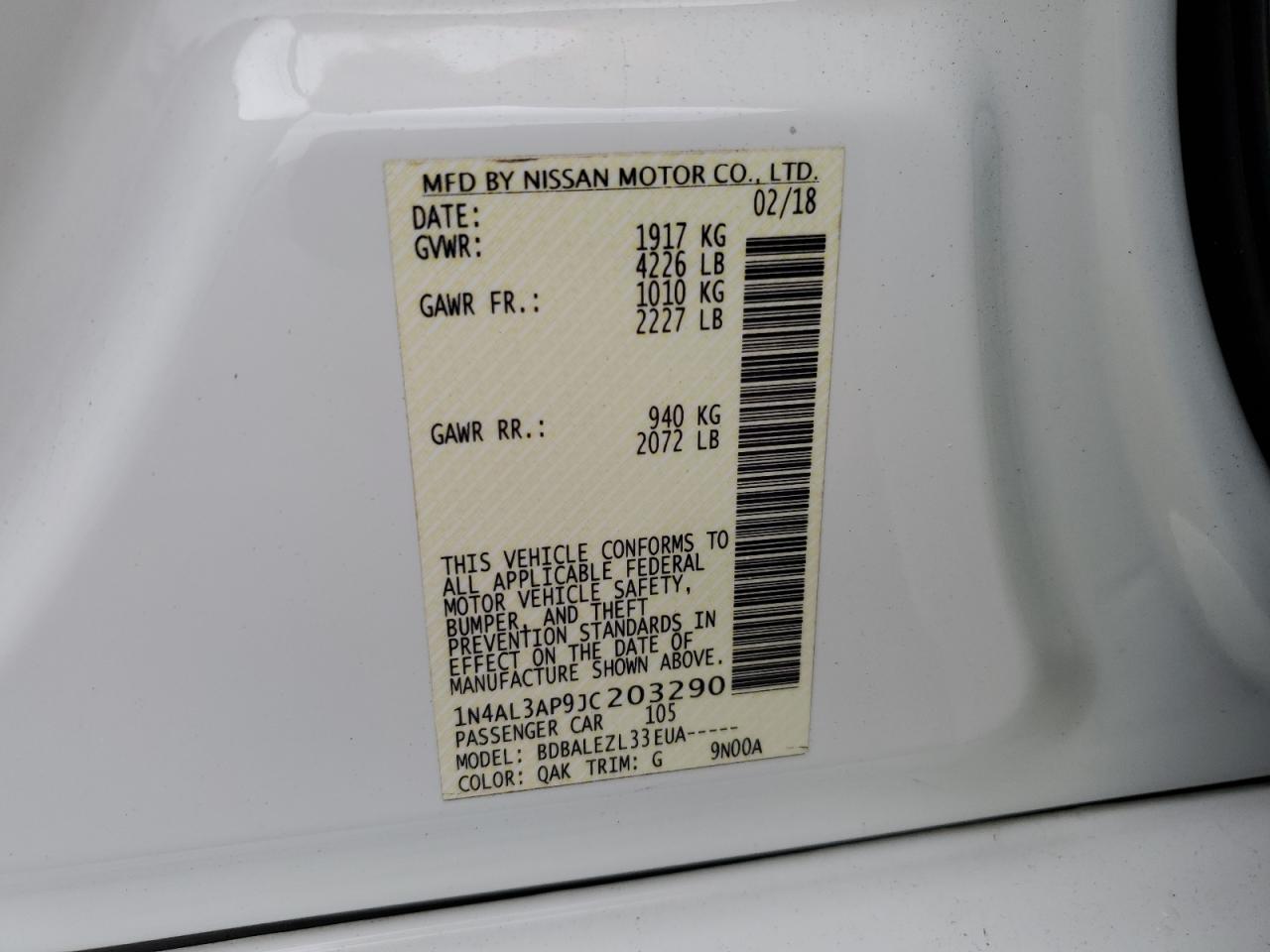 Photo 11 VIN: 1N4AL3AP9JC203290 - NISSAN ALTIMA 