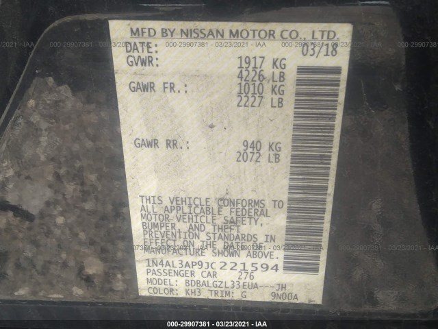 Photo 8 VIN: 1N4AL3AP9JC221594 - NISSAN ALTIMA 