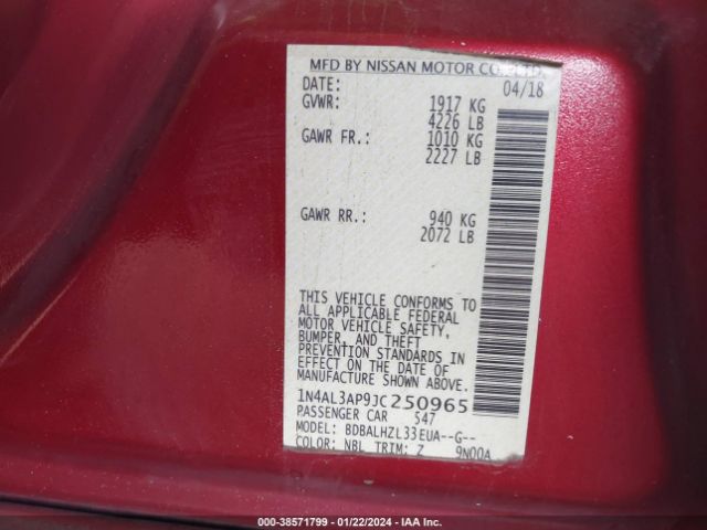 Photo 8 VIN: 1N4AL3AP9JC250965 - NISSAN ALTIMA 