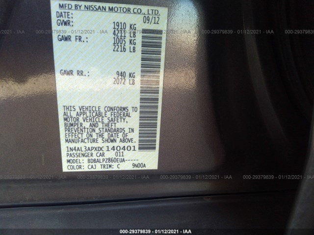 Photo 8 VIN: 1N4AL3APXDC140401 - NISSAN ALTIMA 