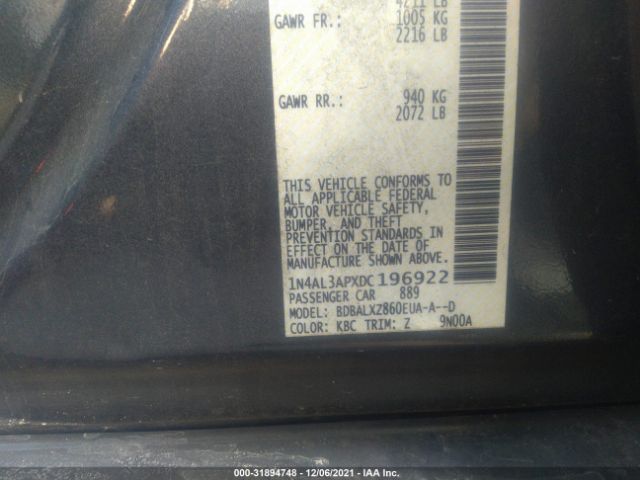 Photo 8 VIN: 1N4AL3APXDC196922 - NISSAN ALTIMA 