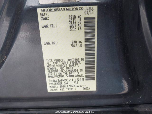 Photo 8 VIN: 1N4AL3APXDC211645 - NISSAN ALTIMA 