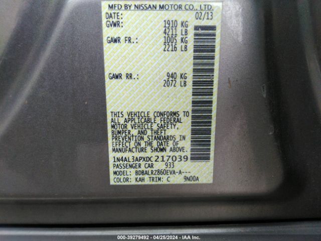 Photo 8 VIN: 1N4AL3APXDC217039 - NISSAN ALTIMA 