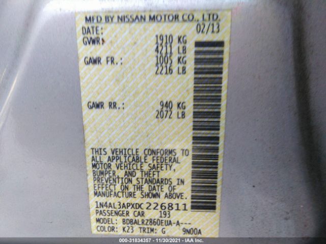 Photo 8 VIN: 1N4AL3APXDC226811 - NISSAN ALTIMA 