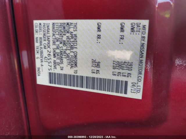 Photo 8 VIN: 1N4AL3APXDC265575 - NISSAN ALTIMA 