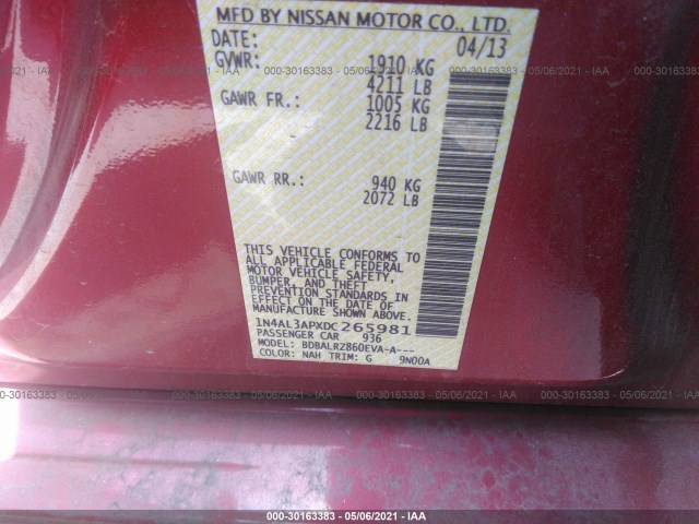 Photo 8 VIN: 1N4AL3APXDC265981 - NISSAN ALTIMA 