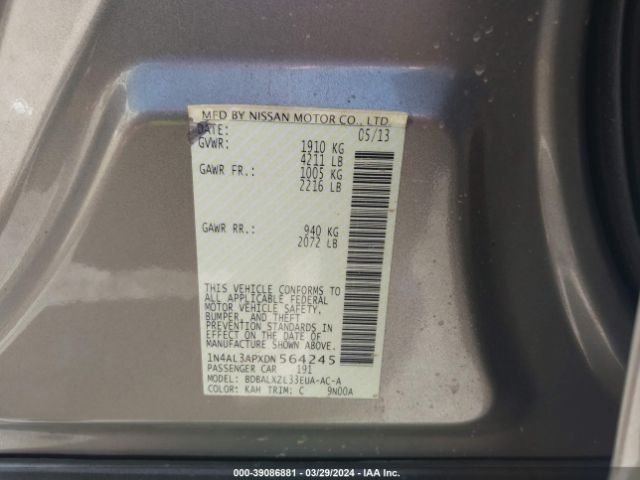 Photo 8 VIN: 1N4AL3APXDN564245 - NISSAN ALTIMA 