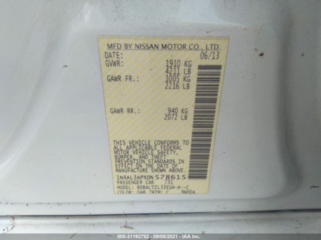 Photo 8 VIN: 1N4AL3APXDN578615 - NISSAN ALTIMA 