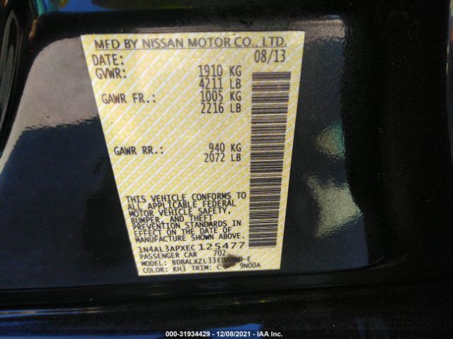 Photo 8 VIN: 1N4AL3APXEC125477 - NISSAN ALTIMA 