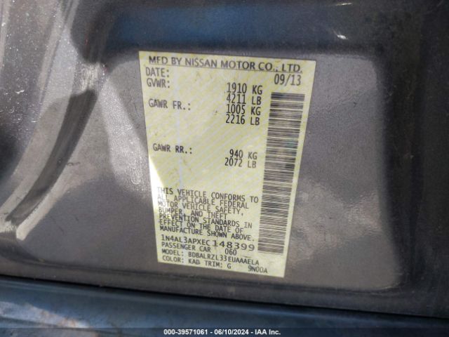 Photo 8 VIN: 1N4AL3APXEC148399 - NISSAN ALTIMA 