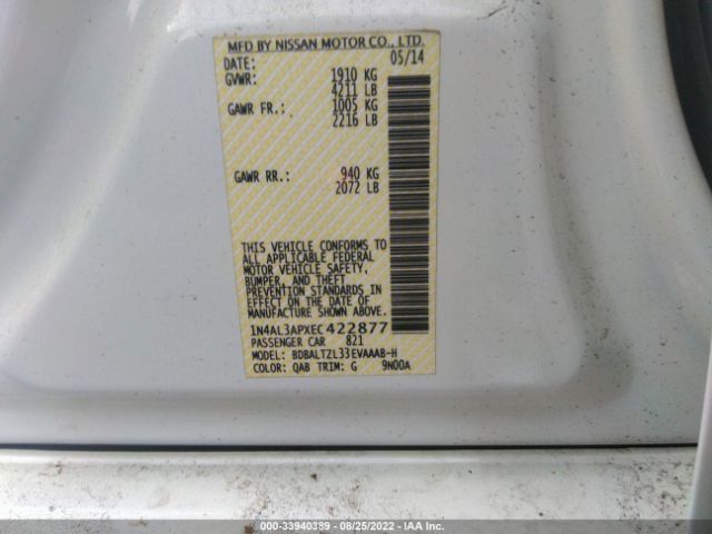 Photo 8 VIN: 1N4AL3APXEC422877 - NISSAN ALTIMA 