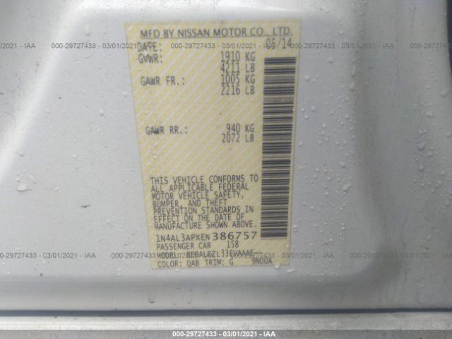 Photo 8 VIN: 1N4AL3APXEN386757 - NISSAN ALTIMA 