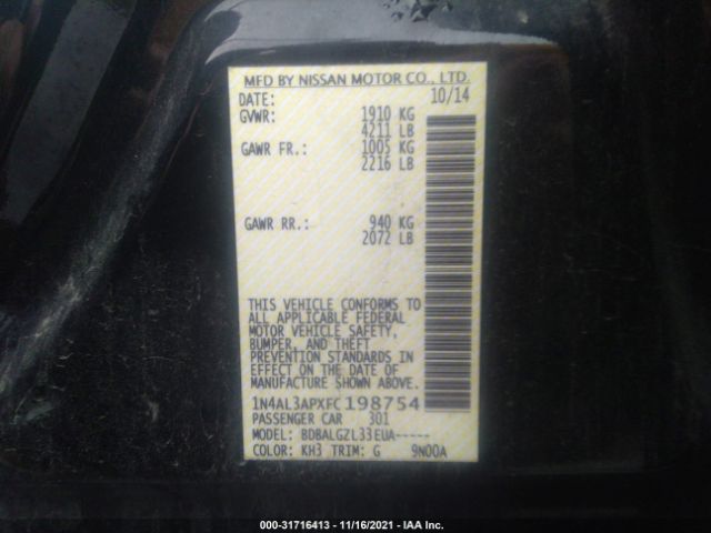 Photo 8 VIN: 1N4AL3APXFC198754 - NISSAN ALTIMA 