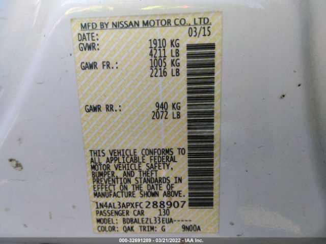 Photo 8 VIN: 1N4AL3APXFC288907 - NISSAN ALTIMA 