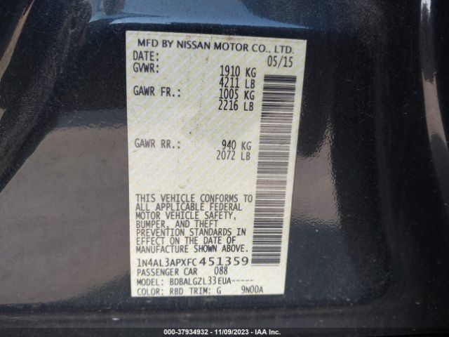 Photo 8 VIN: 1N4AL3APXFC451359 - NISSAN ALTIMA 