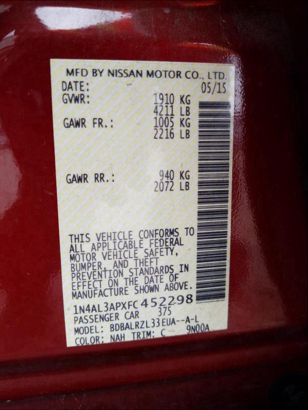 Photo 9 VIN: 1N4AL3APXFC452298 - NISSAN ALTIMA 2.5 