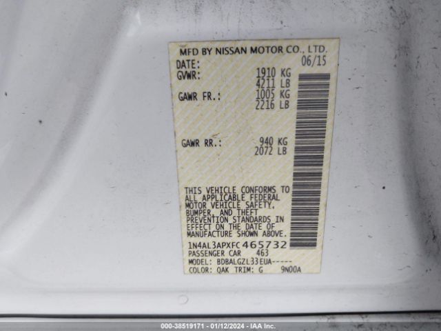 Photo 8 VIN: 1N4AL3APXFC465732 - NISSAN ALTIMA 