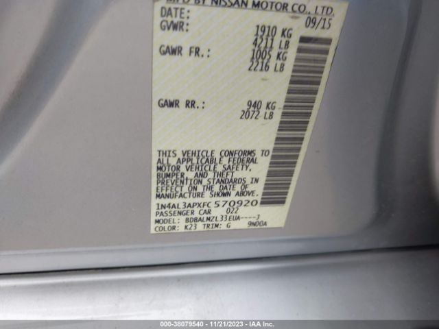 Photo 8 VIN: 1N4AL3APXFC570920 - NISSAN ALTIMA 