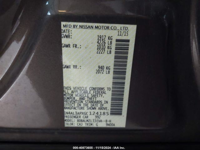 Photo 8 VIN: 1N4AL3APXGC124185 - NISSAN ALTIMA 