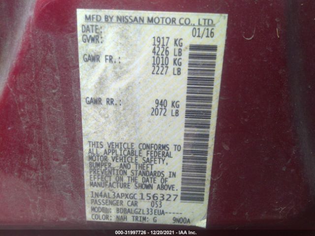 Photo 8 VIN: 1N4AL3APXGC156327 - NISSAN ALTIMA 