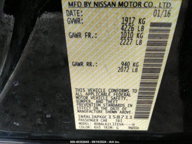 Photo 8 VIN: 1N4AL3APXGC158711 - NISSAN ALTIMA 