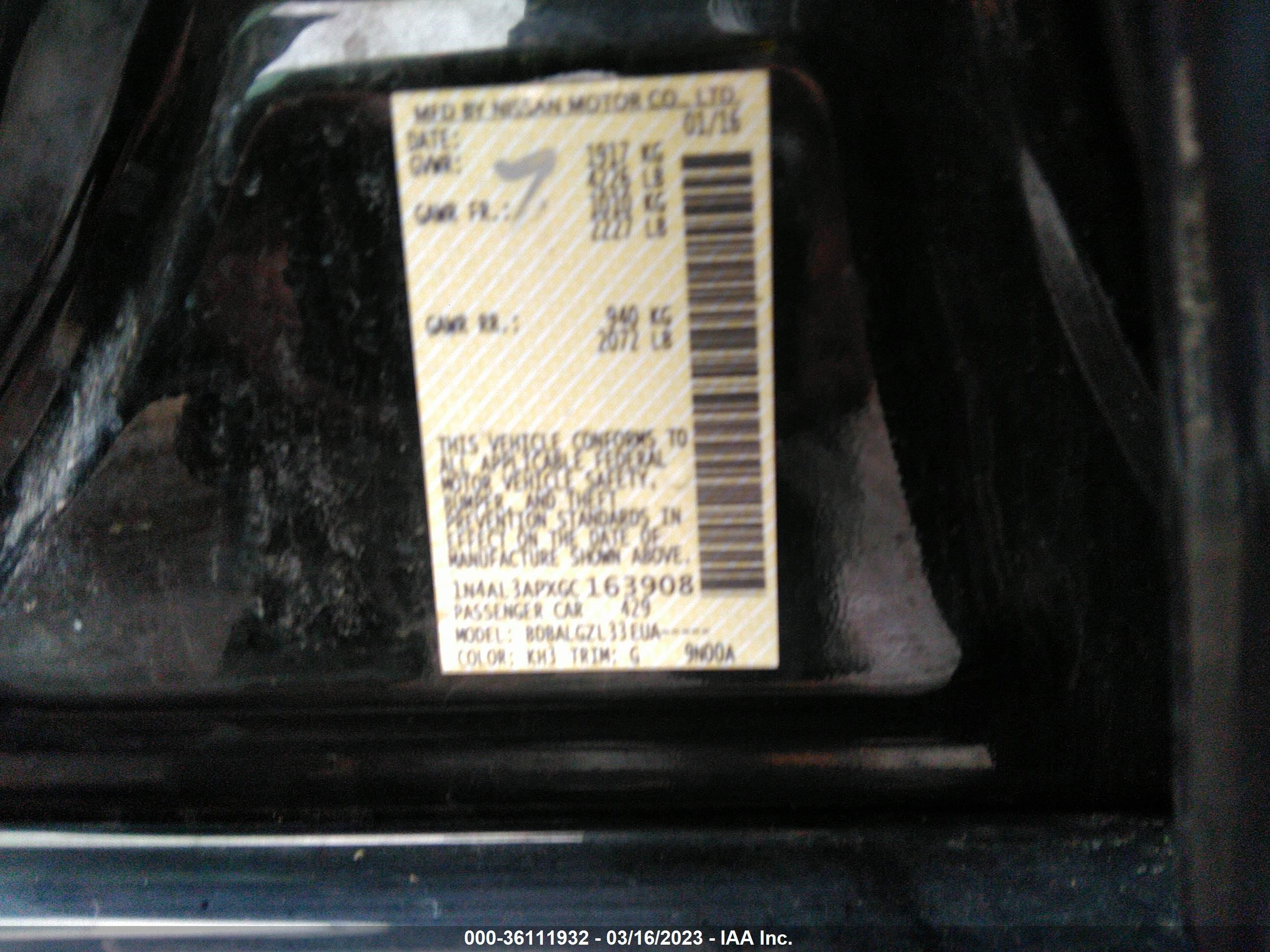 Photo 8 VIN: 1N4AL3APXGC163908 - NISSAN ALTIMA 