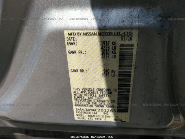 Photo 8 VIN: 1N4AL3APXGC201265 - NISSAN ALTIMA 