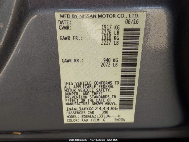 Photo 8 VIN: 1N4AL3APXGC244486 - NISSAN ALTIMA 