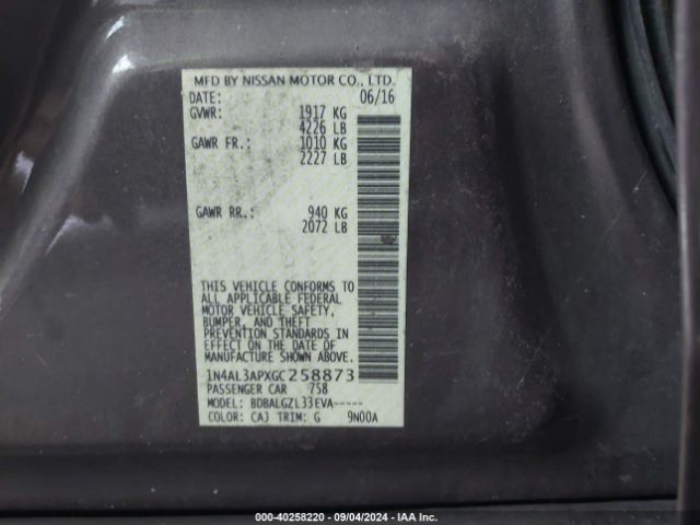 Photo 8 VIN: 1N4AL3APXGC258873 - NISSAN ALTIMA 