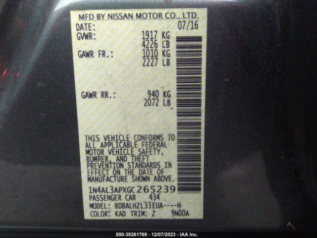 Photo 8 VIN: 1N4AL3APXGC265239 - NISSAN ALTIMA 