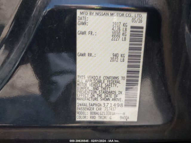 Photo 8 VIN: 1N4AL3APXGN371498 - NISSAN ALTIMA 