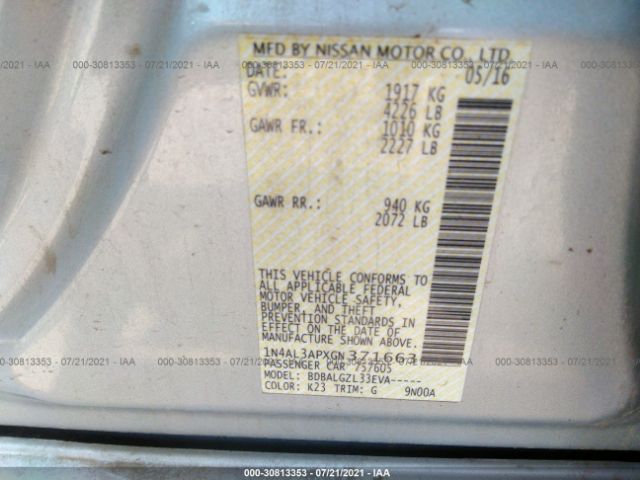 Photo 8 VIN: 1N4AL3APXGN371663 - NISSAN ALTIMA 