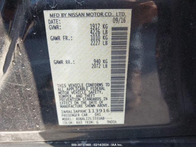 Photo 8 VIN: 1N4AL3APXHC113916 - NISSAN ALTIMA 