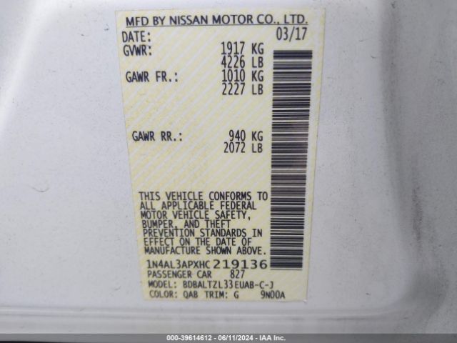 Photo 8 VIN: 1N4AL3APXHC219136 - NISSAN ALTIMA 