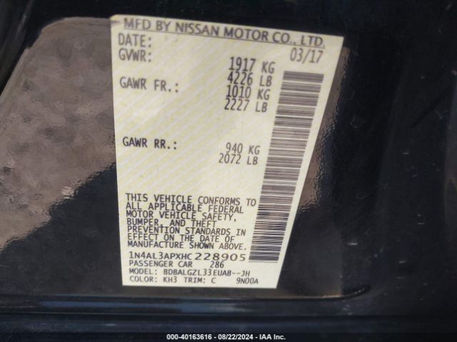 Photo 8 VIN: 1N4AL3APXHC228905 - NISSAN ALTIMA 