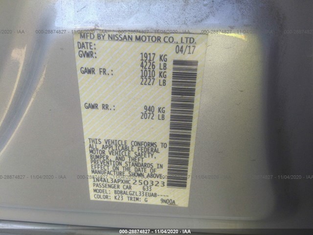 Photo 8 VIN: 1N4AL3APXHC250323 - NISSAN ALTIMA 