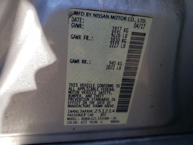 Photo 9 VIN: 1N4AL3APXHC251214 - NISSAN ALTIMA 2.5 