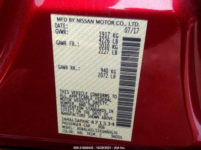 Photo 8 VIN: 1N4AL3APXHC471534 - NISSAN ALTIMA 