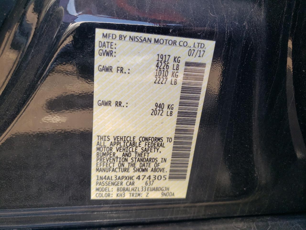 Photo 11 VIN: 1N4AL3APXHC474305 - NISSAN ALTIMA 