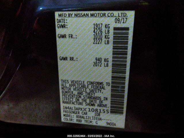 Photo 8 VIN: 1N4AL3APXJC108155 - NISSAN ALTIMA 