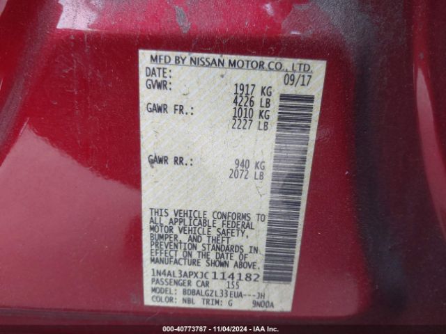 Photo 8 VIN: 1N4AL3APXJC114182 - NISSAN ALTIMA 