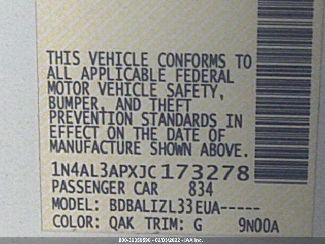 Photo 8 VIN: 1N4AL3APXJC173278 - NISSAN ALTIMA 